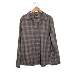 Alesbury Plaid Flannel Button Front Shirt 100% Cotton‎ Men’s Large Green